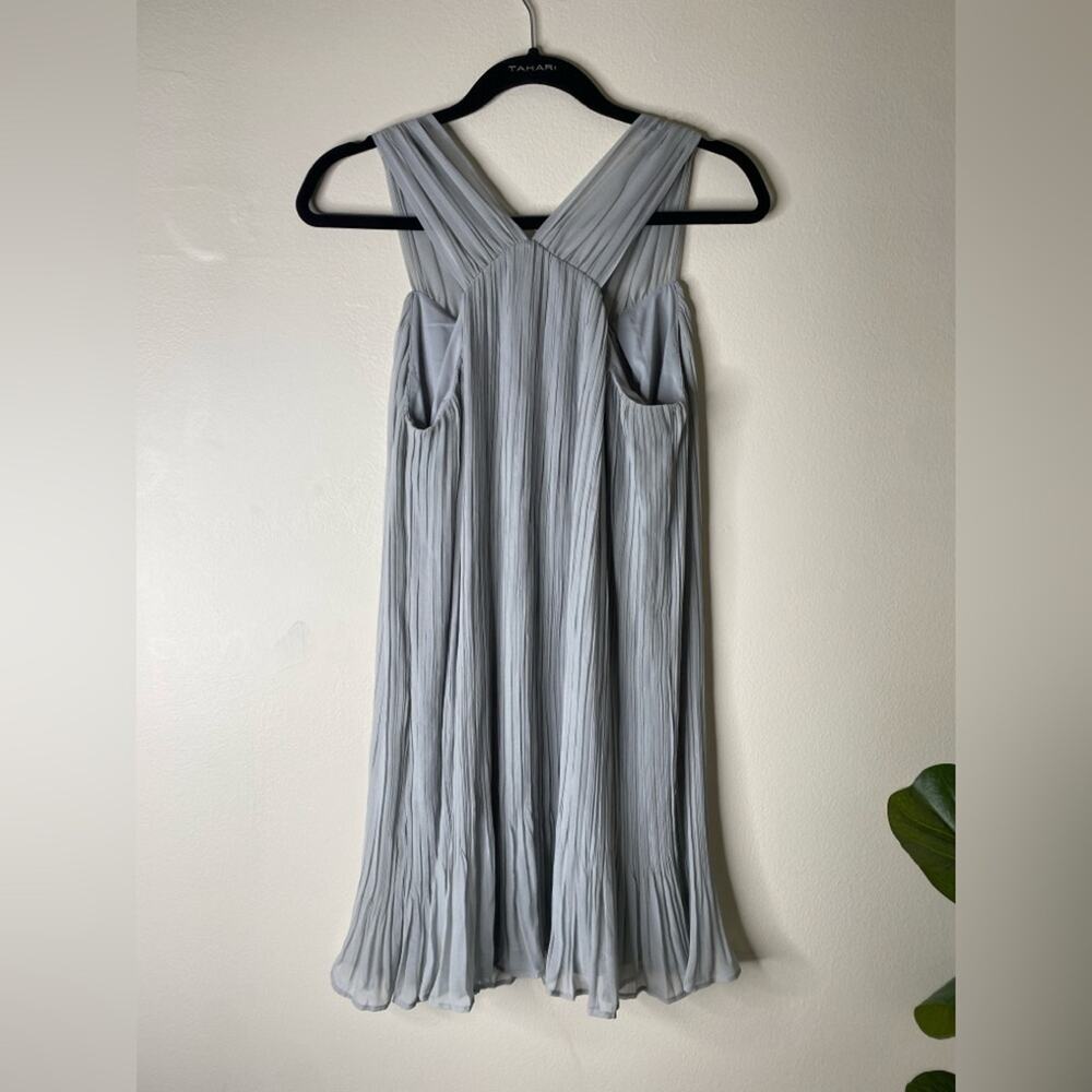 Anthropologie HD in Paris grey pleated chiffon mini‎ dress ruffles small petite - Picture 7 of 7